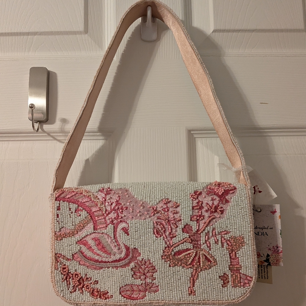 Viral  Pink Ballerina Embroidered Beaded Women's Bag - Picture 5 of 7